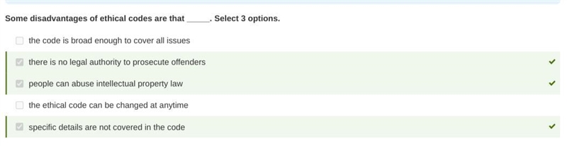 25 points select 3 options!!!!!!!!!!!!!!!!!!!!!!!!! Some disadvantages of ethical-example-1