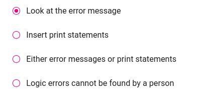 What strategy can be used to find logic errors? (accidently clicked one, not correct-example-1