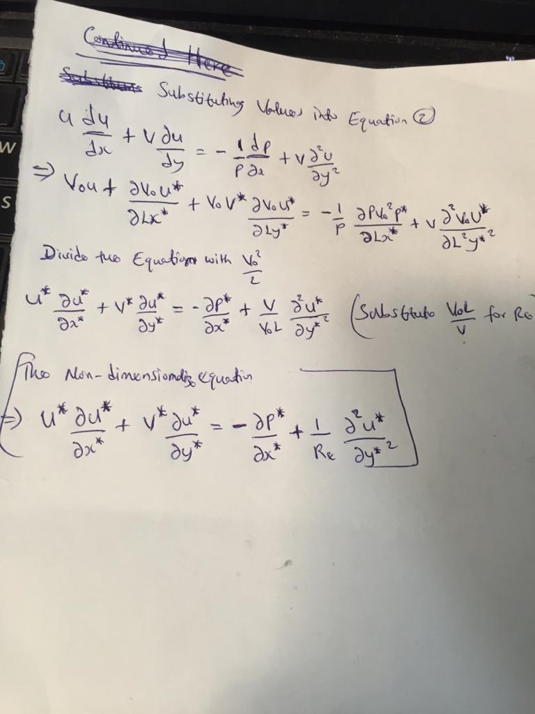 By using order of magnitude analysis, the continuity and Navier-Stokes equations can-example-3