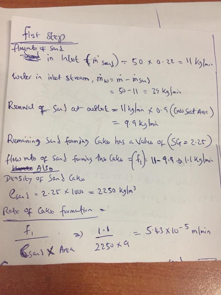 A steady state filtration process is used to separate silicon dioxide (sand) from-example-1