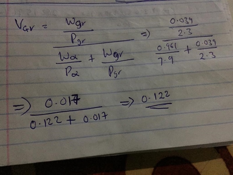 Compute the volume percent of graphite, VGr, in a 3.9 wt% C cast iron, assuming that-example-1