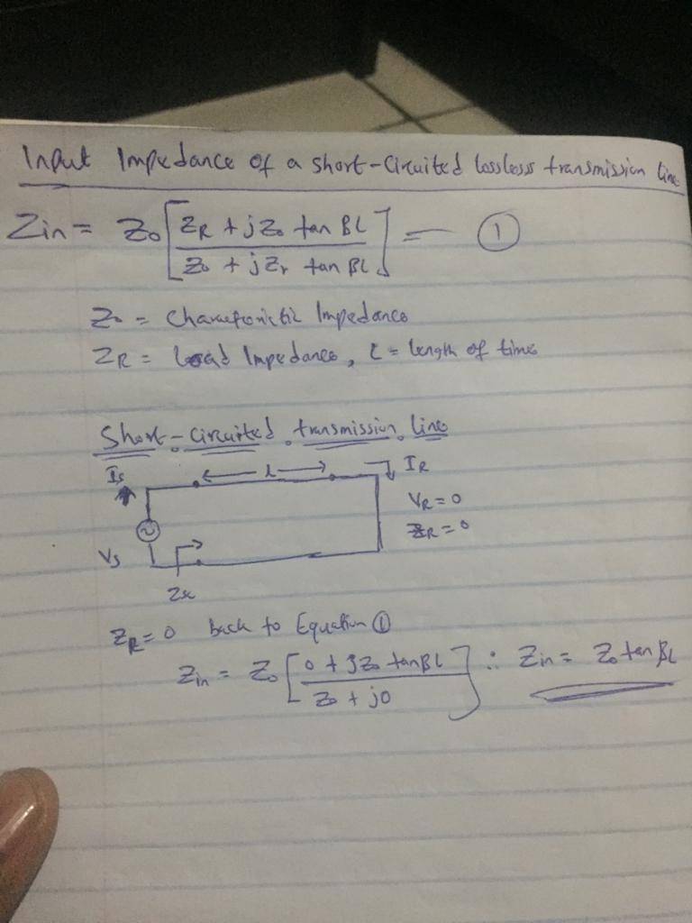 Show that a short-circuited losalesa transmission line looks at its input end as an-example-1