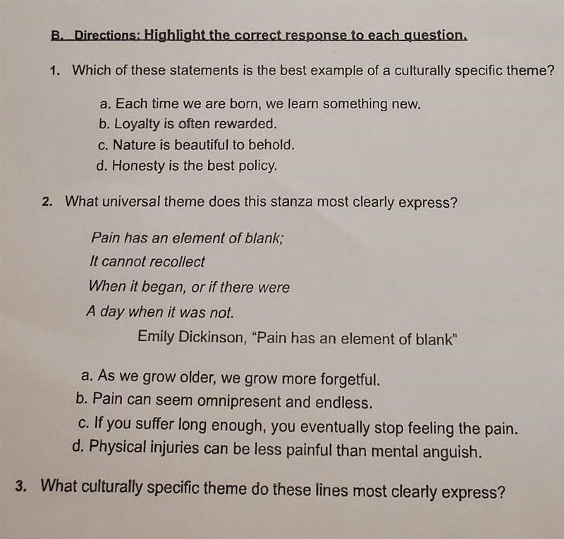 Highlight the correct response to each question.​-example-1