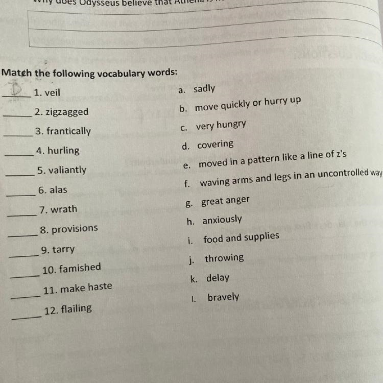 Match the following vocabulary words-example-1