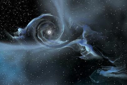 Look at this image. Gases spiraling into a black hole. What is most likely the purpose-example-1