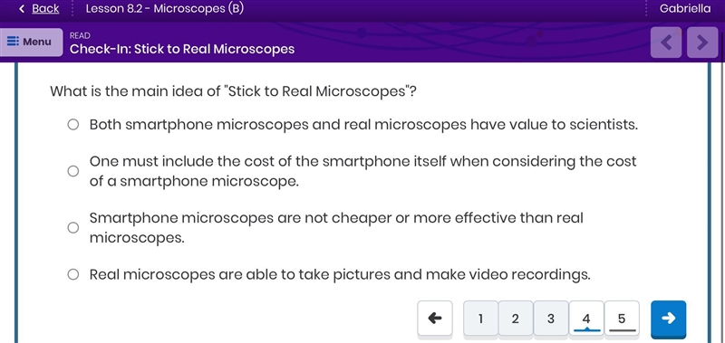 What is the main idea of “Stick to Real Microscopes”?-example-1