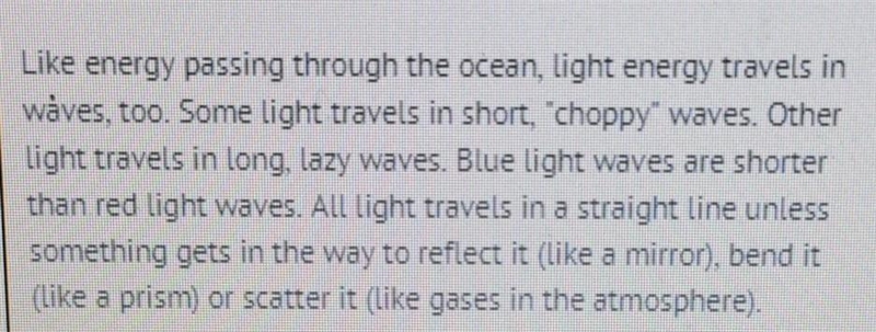 HELP ME OUT PLEASE! What is the MAIN TOPIC of paragraph 3? A) How light fades on the-example-1