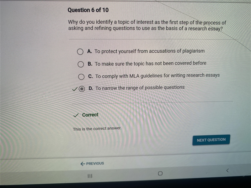 Why do you identify a topic of interest as the first step of the process of asking-example-1