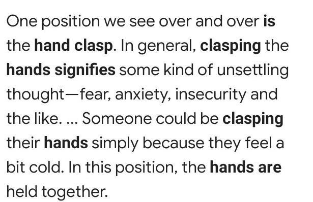 What does clasping of the hands signify?​-example-1