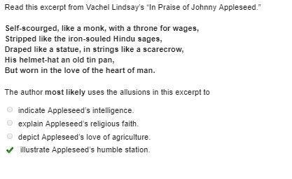 Read this excerpt from Vachel Lindsay’s “In Praise of Johnny Appleseed.” Self-scourged-example-1