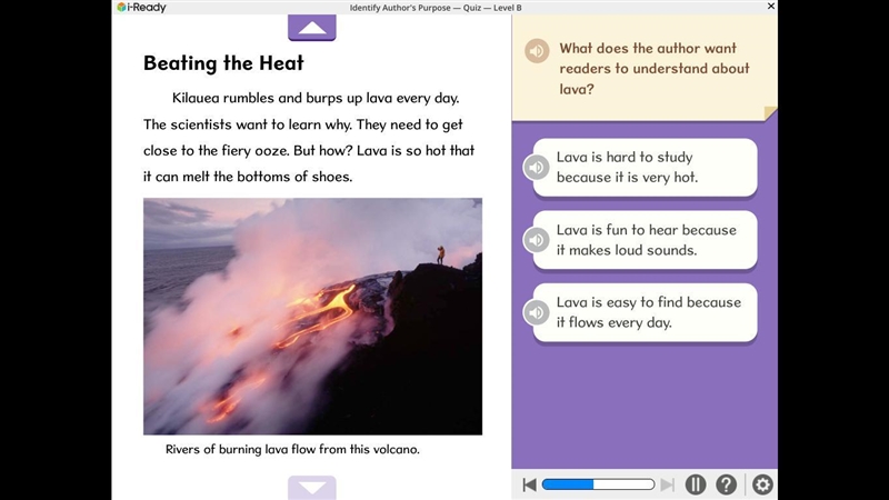 What does the author want readers to understand about lava? Choose the correct answer-example-1