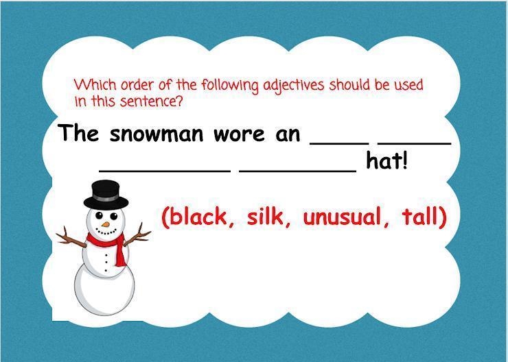 Select the correct order of adjectives for the sentence.-example-1