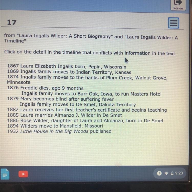 17 from "Laura Ingalls Wilder: A Short Biography" and "Laura Ingalls-example-1