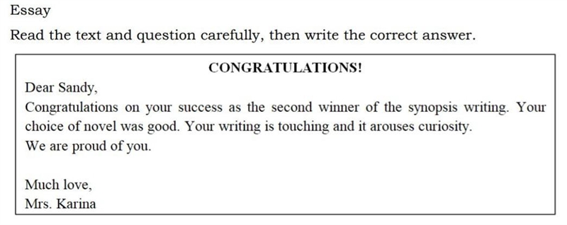 1. Based on the text, what kind of competition did Sandy join? 2. From the text, we-example-1