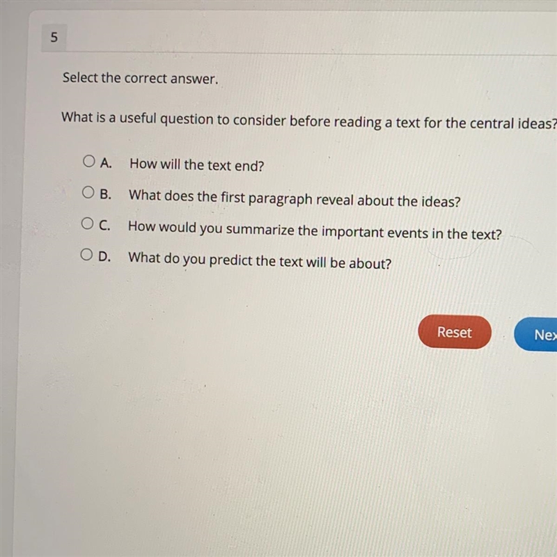 Select the correct answer. What is a useful question to consider before reading a-example-1