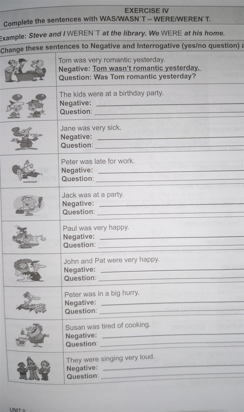 Complete te sentences with WAS/WASN'T - WERE/WEREN'T​-example-1