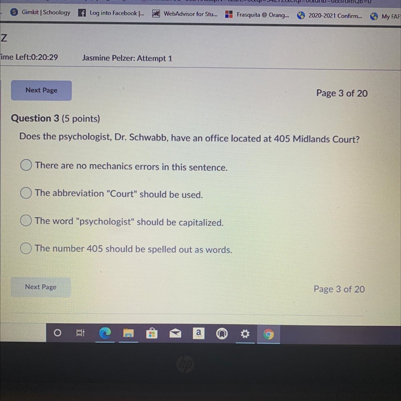 Does the psychologist, Dr. Schwabb, have an office located at 405 Midlands Court? There-example-1