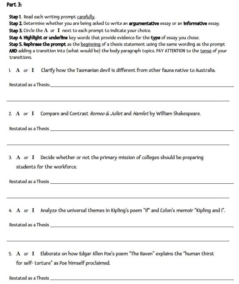 Tell me if it's argumentative or informative for each question-example-1