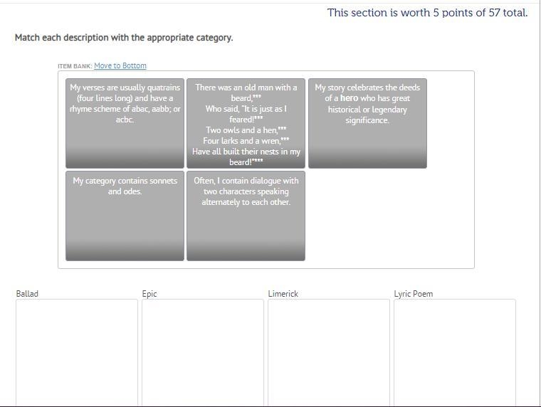 Match each description with the appropriate category.-example-1