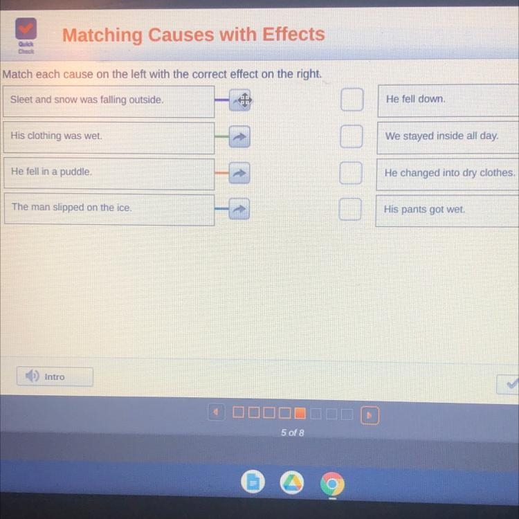 Check Match each cause on the left with the correct effect on the right. A Sleet and-example-1