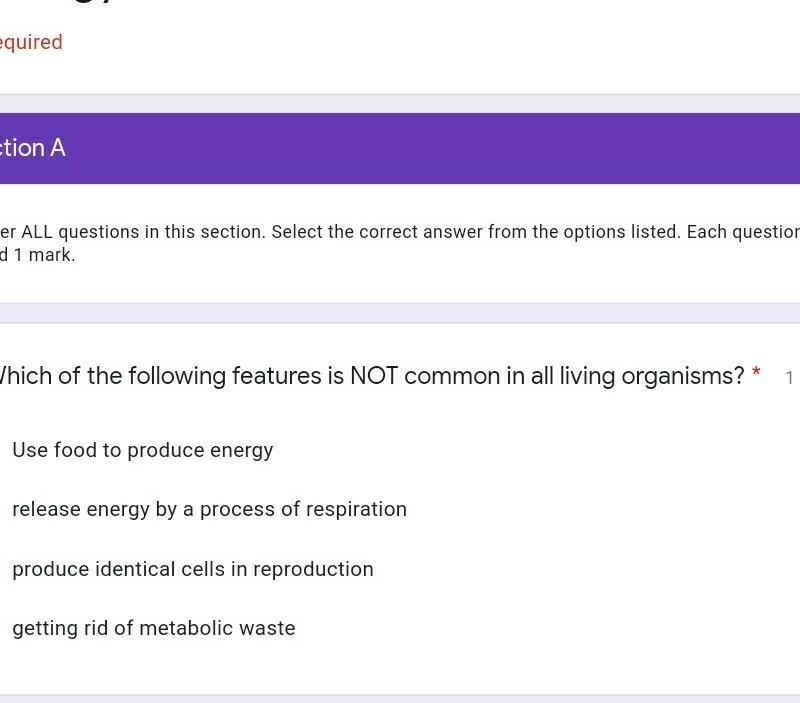 Which of the following features is NOT common in all living organisms?​-example-1