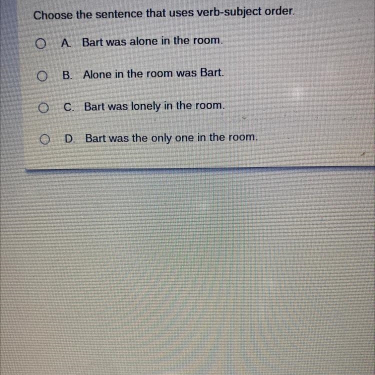 Choose the sentence that uses verb subject order.-example-1