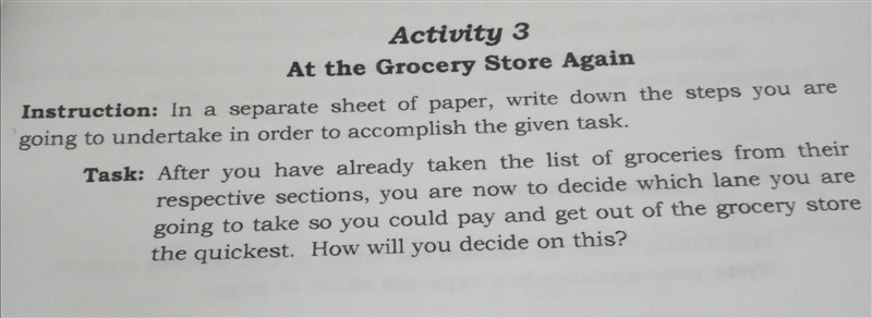 Activity 3: :: At the Grocery Store Again :: Instruction: In a separate sheet of paper-example-1