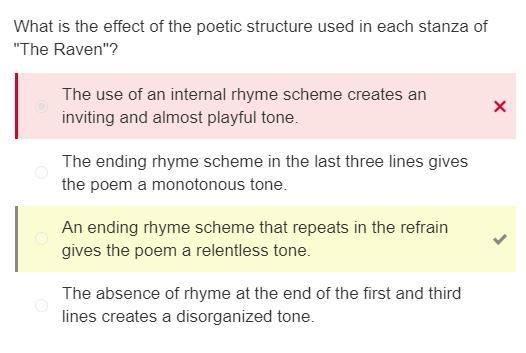 The Raven by Edgar Allan Poe What is the effect of the poetic structure used in each-example-1