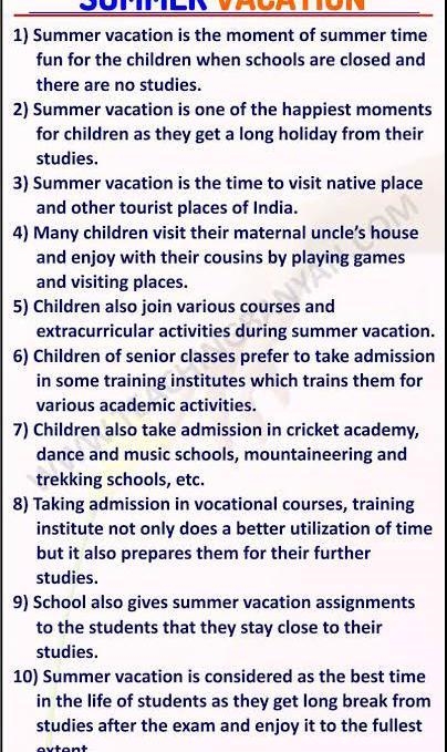 Paragraph above 150 word about summer holiday-example-1