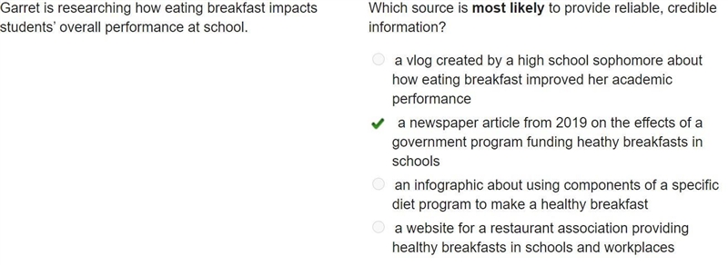 Garret is researching how eating breakfast impacts students’ overall performance at-example-1