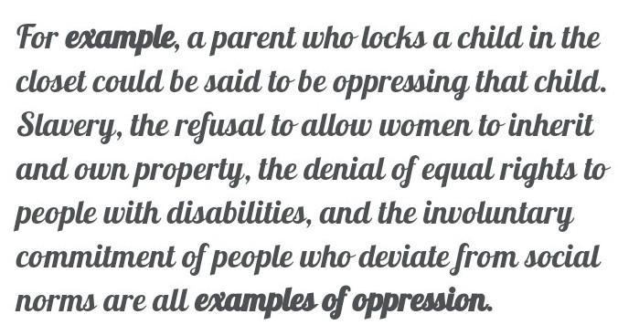 Define “oppression” in your own words and give an example-example-1