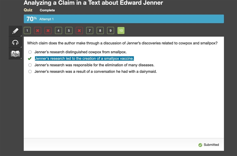 Which claim does the author make through a discussion of Jenner’s discoveries related-example-1