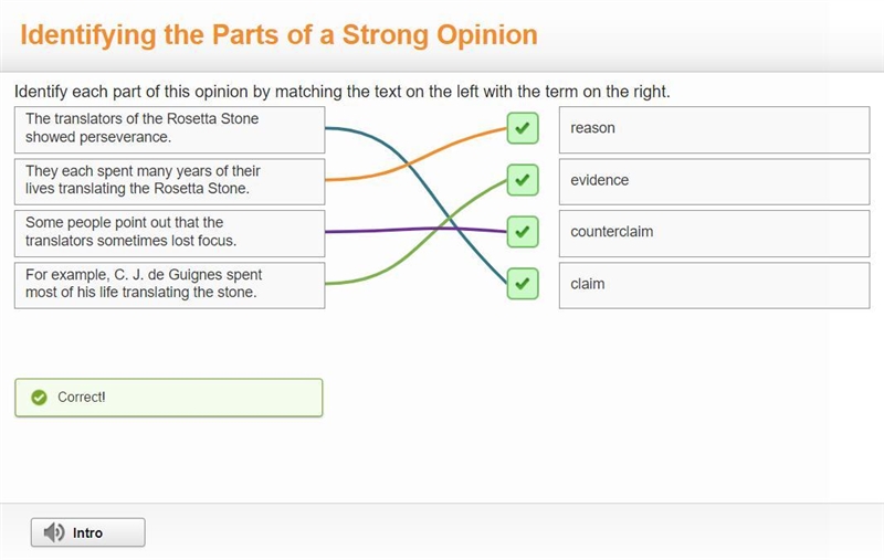 Identify each part of this opinion by matching the text on the left with the term-example-1