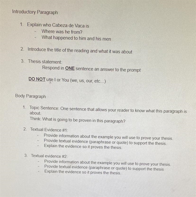 Introductory Paragraph 1. Explain who Cabeza de Vaca is Where was he from? What happened-example-1