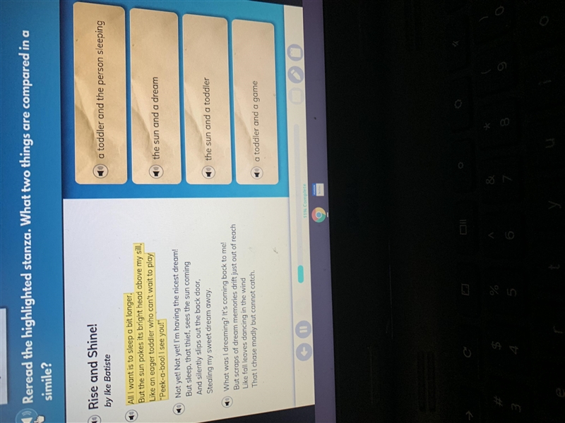 Rerread the highlighted stanza What two things are compared in a simile?-example-1