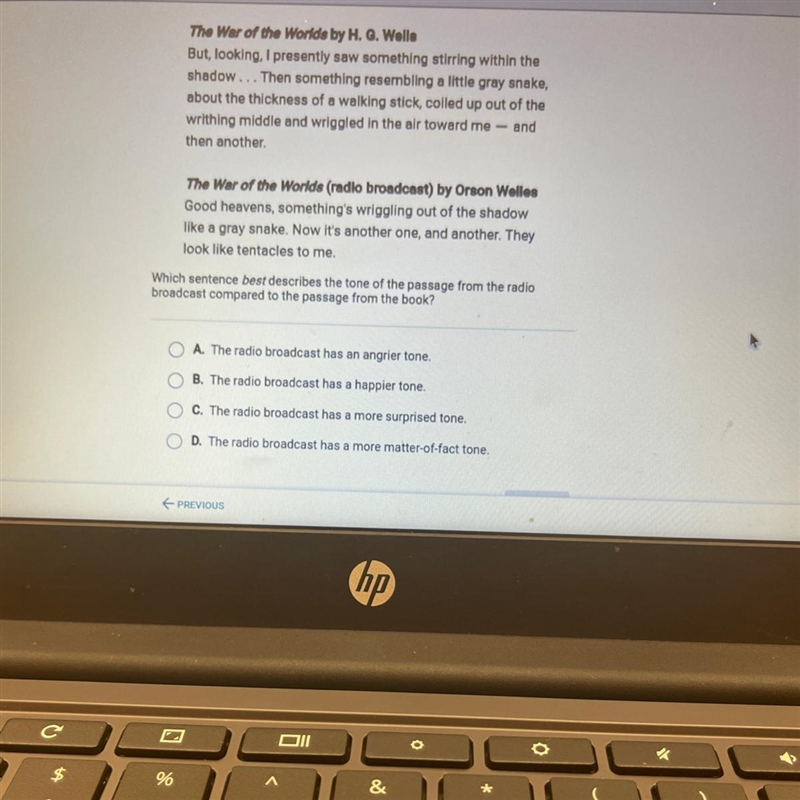 Which sentence best describes the tone of the passage ?-example-1