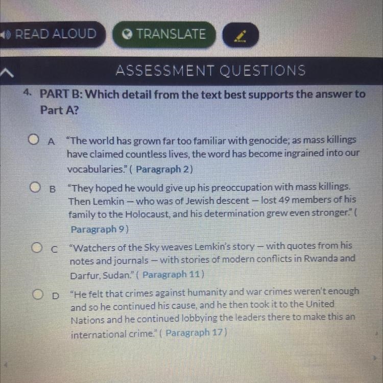 PART B: Which detail from the text best supports the answer to Part A? A “The world-example-1