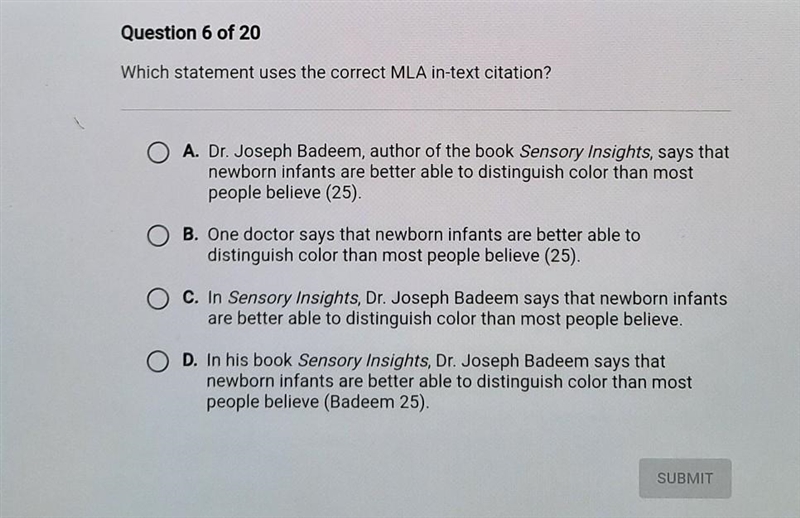 Which statement uses the correct MLA in-text citation?​-example-1