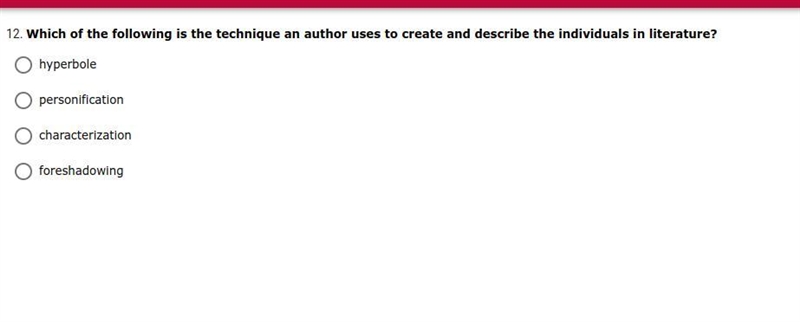 Which of the following is the technique an author uses to create and describe the-example-1