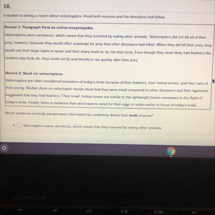 Which sentence correctly paraphrases information by combining details from both sources-example-1