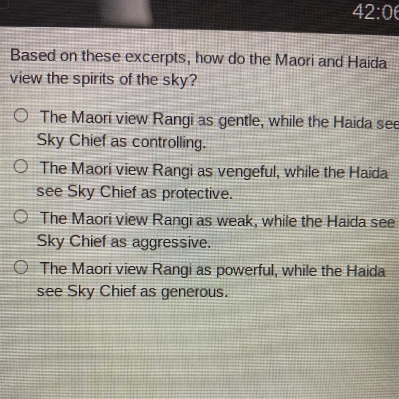 Based on these excerpts, how do the Maori and Haida view the spirits of the sky?-example-1