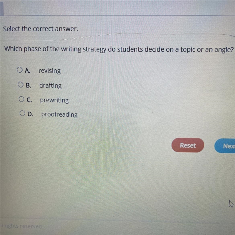 Selectie ver. Which phase of the writing strategy do students decide on a topic or-example-1