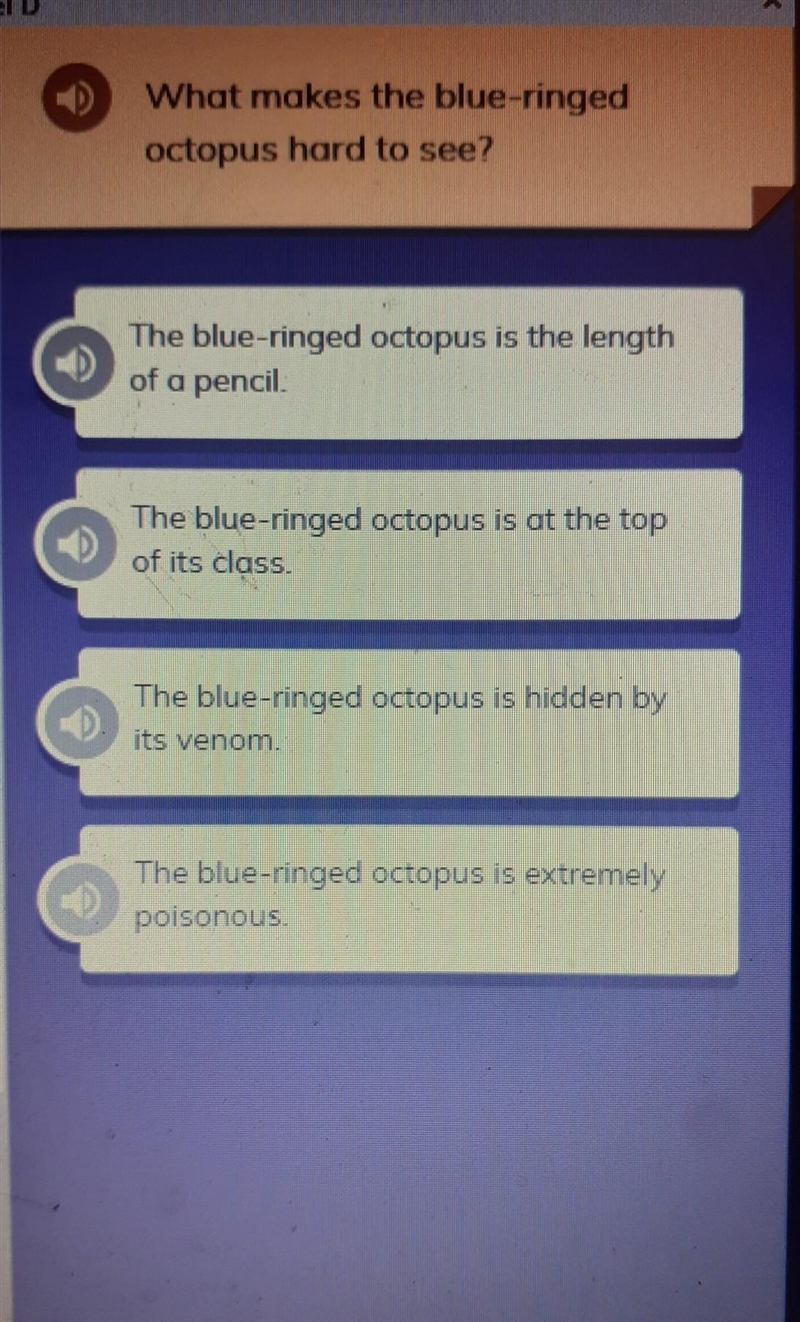 What makes the blue-ringed octopus hard to see?​-example-1