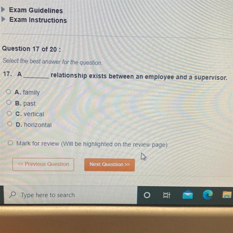 A _____ relationship exists between and employee and a supervisor.-example-1