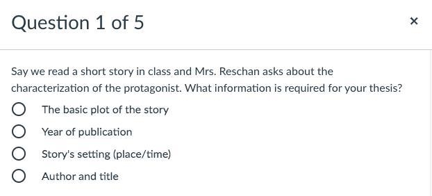 Say we read a short story in class and Mrs. Reschan asks about the characterization-example-1