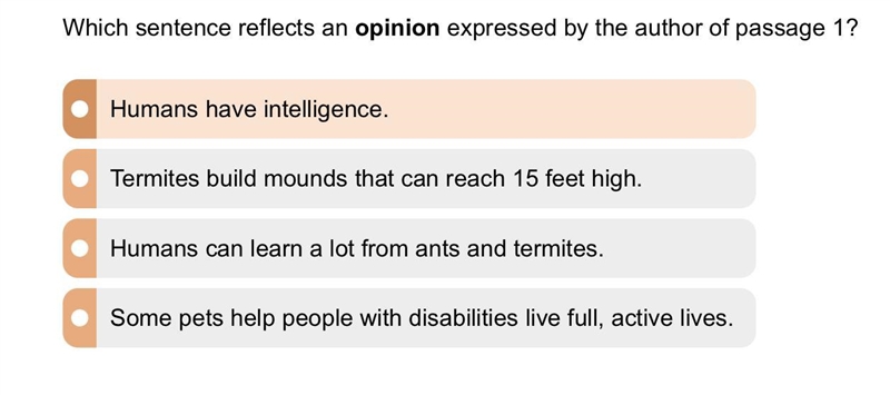 Is the first option an opinion? the passage isn’t necessary-example-1