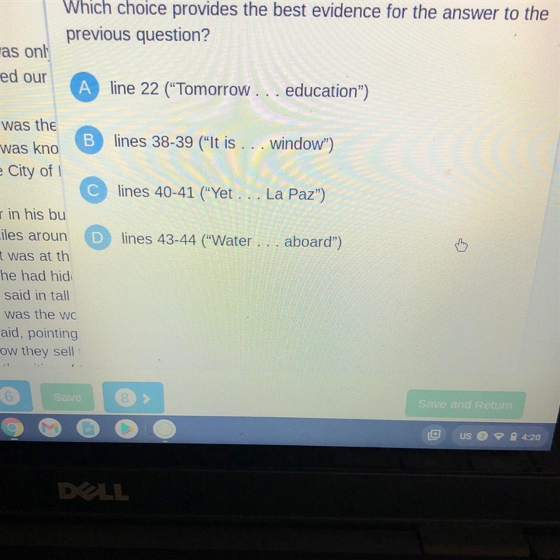 Which choice provides the best evidence for the answer to the previous question? A-example-1