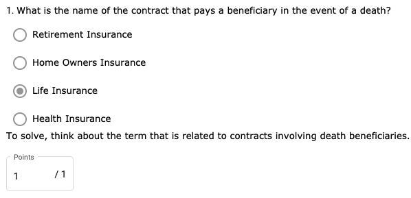 What is the name of the contract that pays a beneficiary in the event of a death? - Retirement-example-1