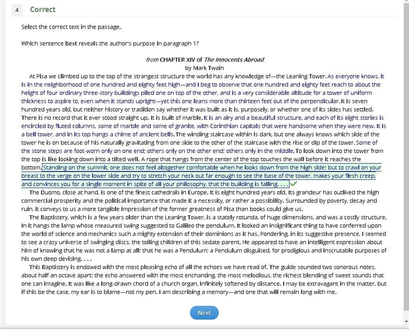 Which sentence best reveals the author's purpose in paragraph 1? from CHAPTER XIV-example-1