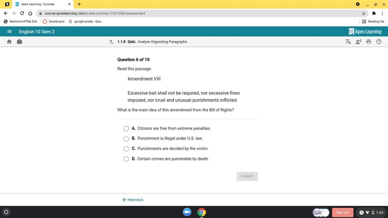 WHat is the Main idea of this amendment from the Bill of rights?-example-1